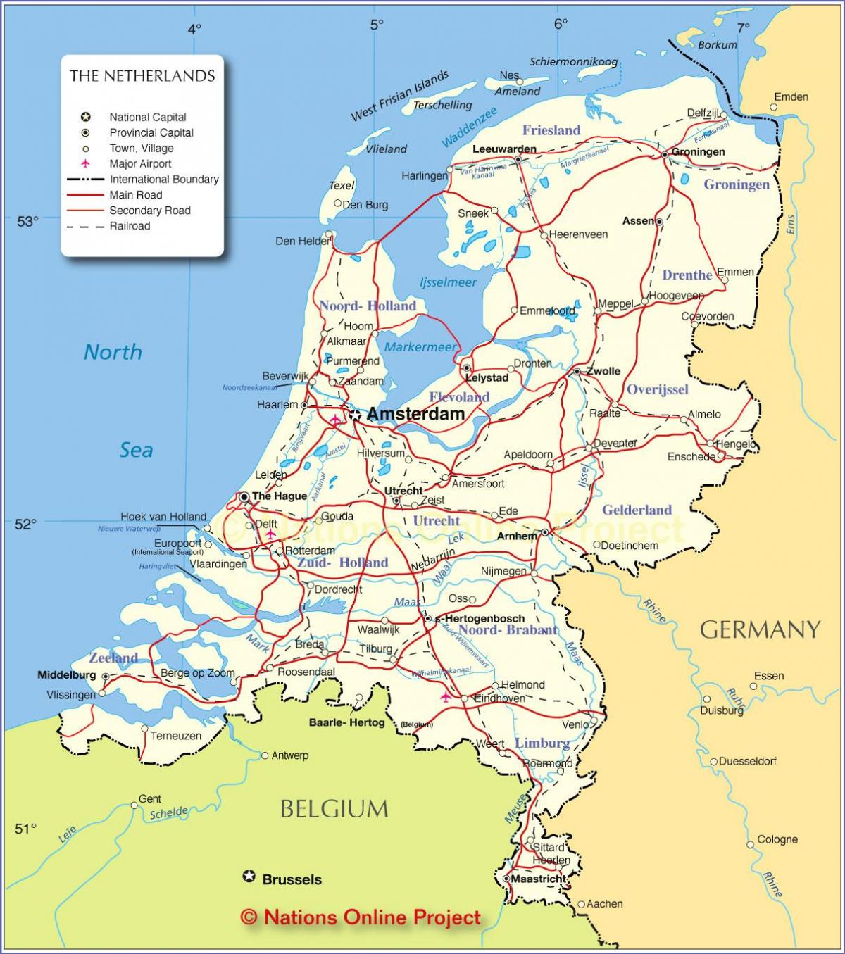 Mappa dei paesi Bassi - Olanda su una mappa (Europa Occidentale, Europa)