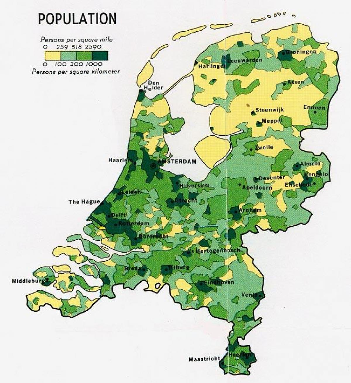 Olanda popolazione sulla mappa - Mappa, in Olanda ...