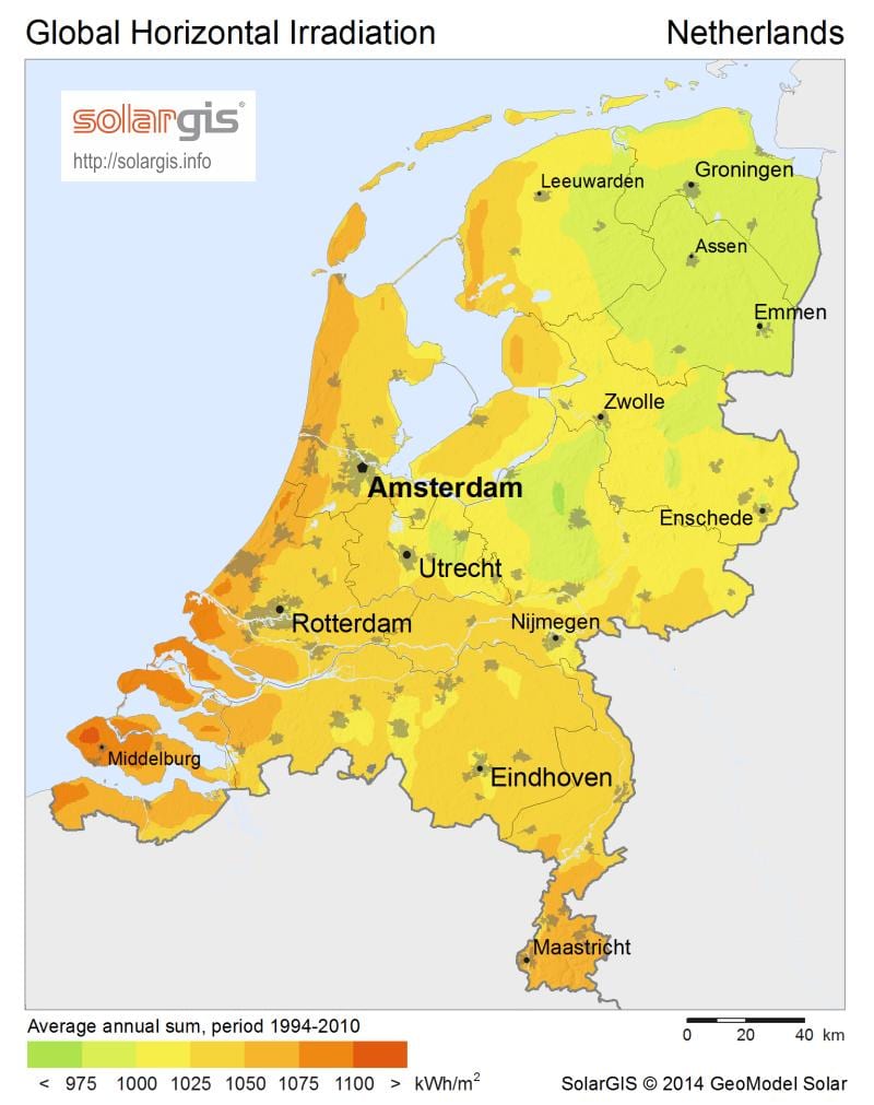 Olanda sole sulla mappa