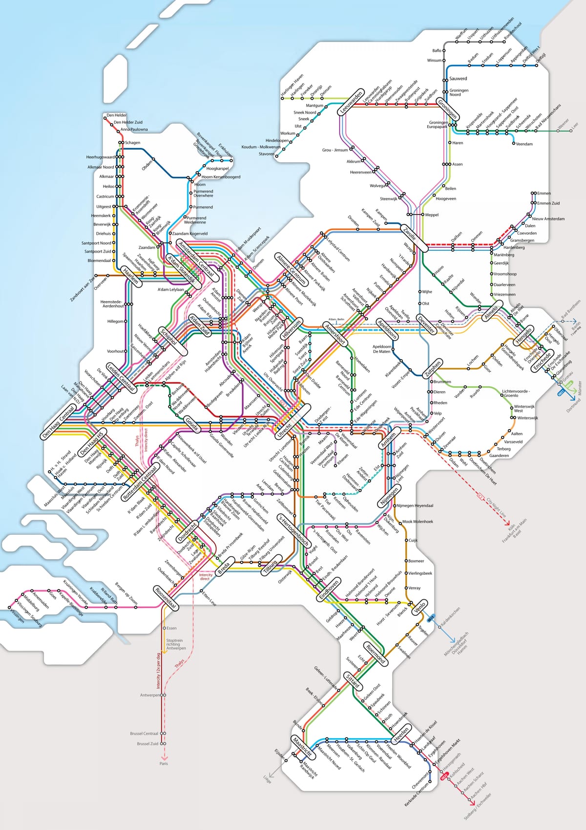 Olanda rete ferroviaria mappa