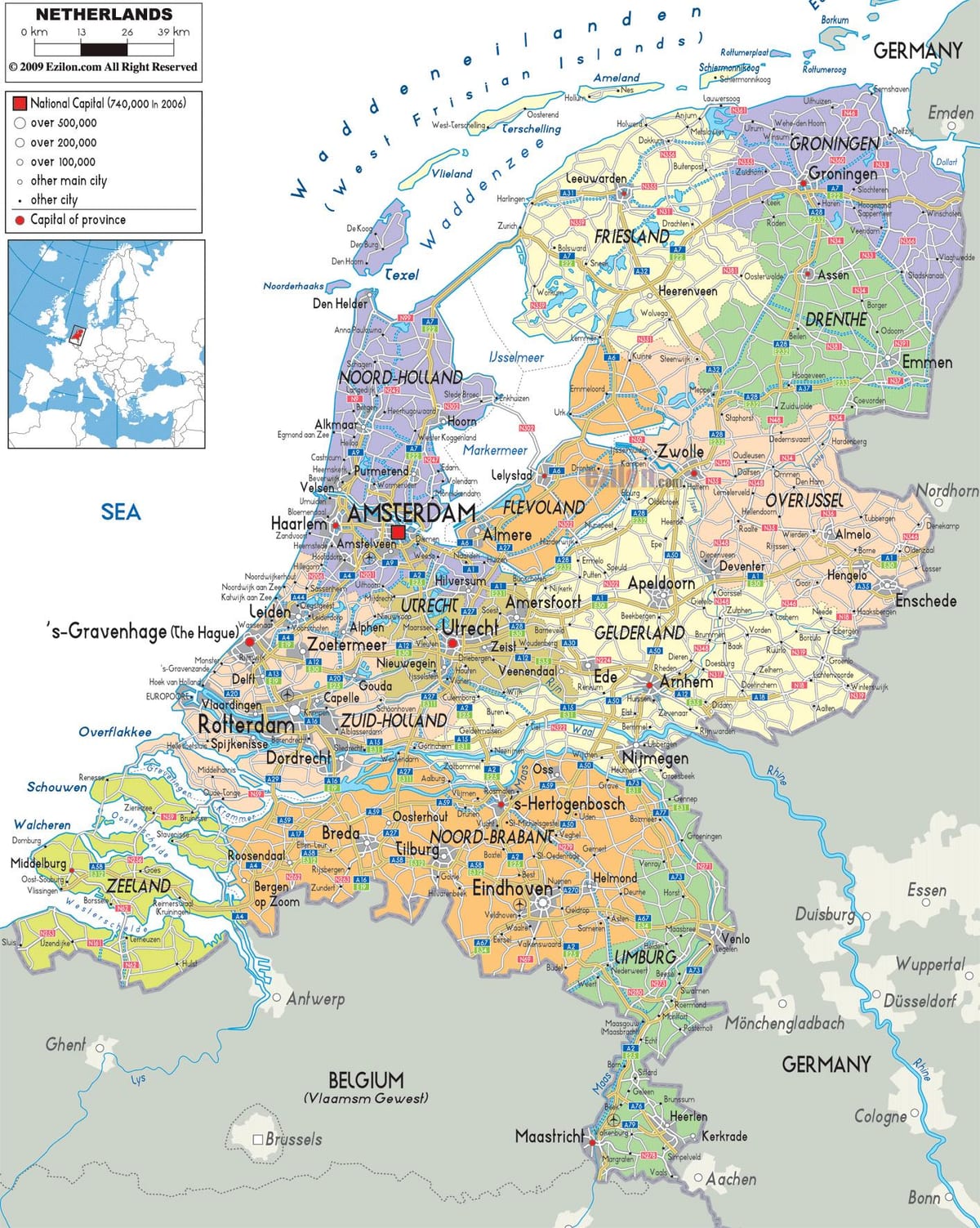 Holland paesi Bassi mappa