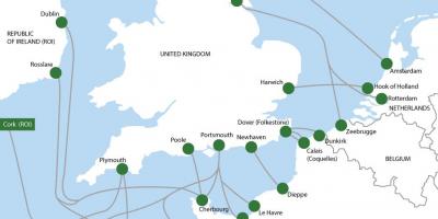 Mappa delle rotte dei traghetti per l'Olanda
