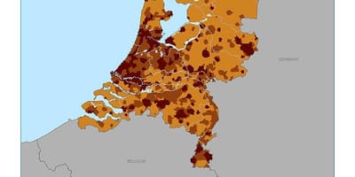 Paesi bassi densità di popolazione mappa