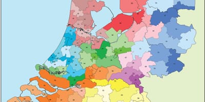 La mappa dei paesi Bassi codice postale