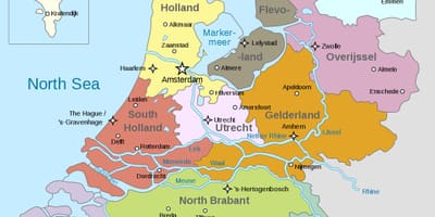 Mappa di regioni, paesi Bassi